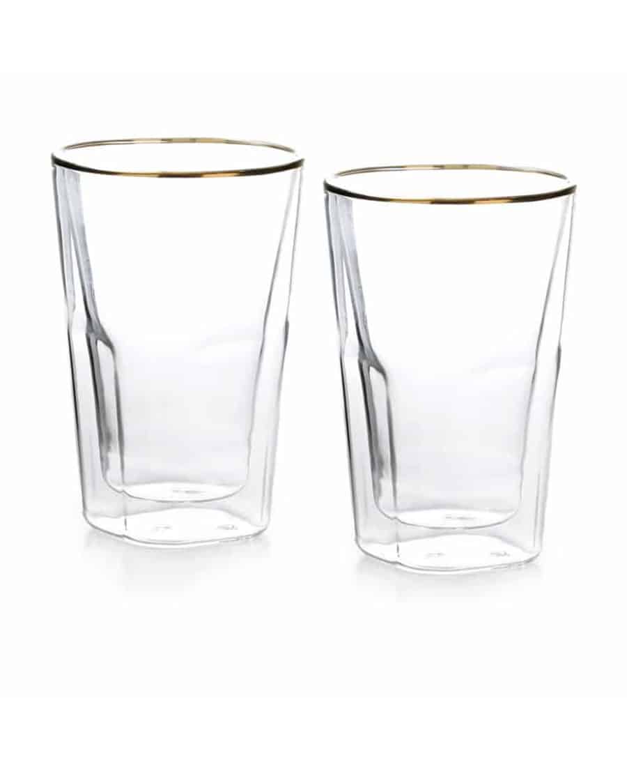 סט 2 כוסות – זכוכית שקופה כפולה, 350 מ”ל